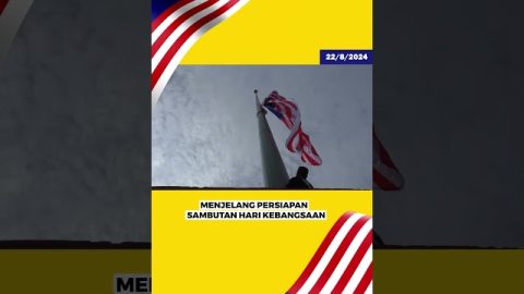 Pemasangan Jalur Gemilang Gergasi Dengan Ketinggian 30 Meter Di Dataran Utc Jalan Hang Tuah, Melaka